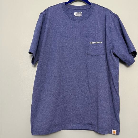 Carhartt Relaxed Fit Tee Shirt Blue Branded Front Pocket Casual Men’s Size XL - Picture 1 of 6